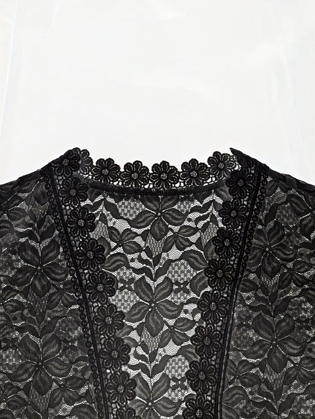 Summer Solid Color Lace Patchwork Casual Open Front Jacket For Holiday Party Clothes