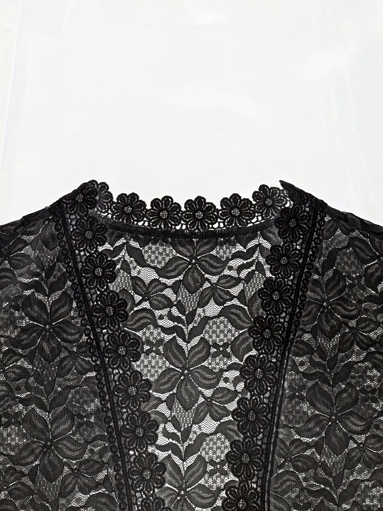 Summer Solid Color Lace Patchwork Casual Open Front Jacket For Holiday Party Clothes