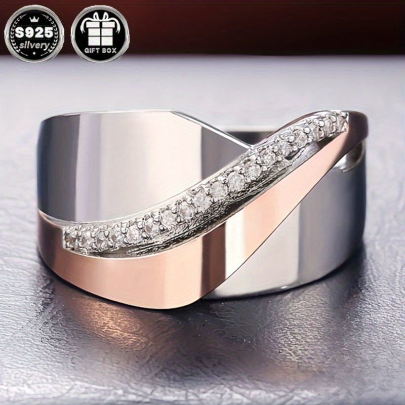 Elegant 925 Silver Wide Face Infinity Engagement Ring with Sparkling Cubic Zirconia Stones - Perfect for Weddings and Promises, Daily Occasion Ring|Elegant Ring Design|Durable Metal Ring
