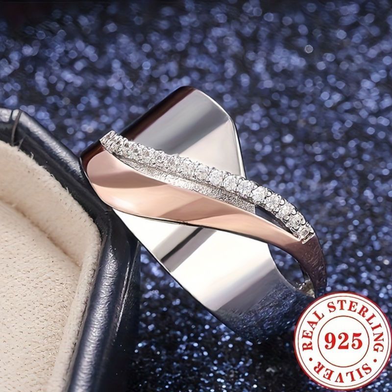 Elegant 925 Silver Wide Face Infinity Engagement Ring with Sparkling Cubic Zirconia Stones - Perfect for Weddings and Promises, Daily Occasion Ring|Elegant Ring Design|Durable Metal Ring