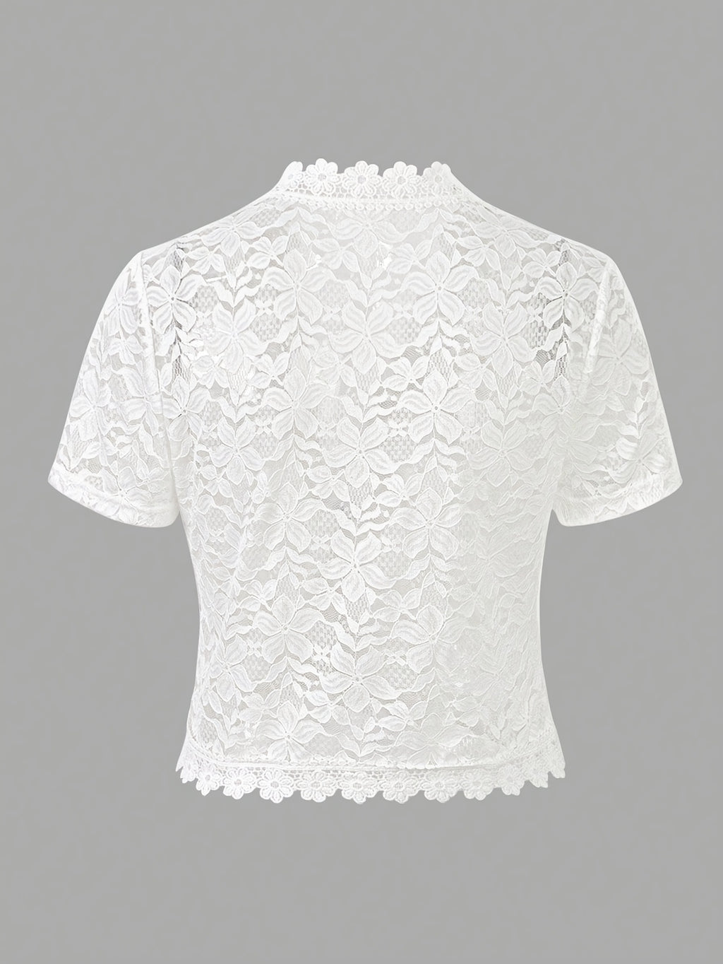 Summer Solid Color Lace Patchwork Casual Open Front Jacket For Holiday Party Clothes