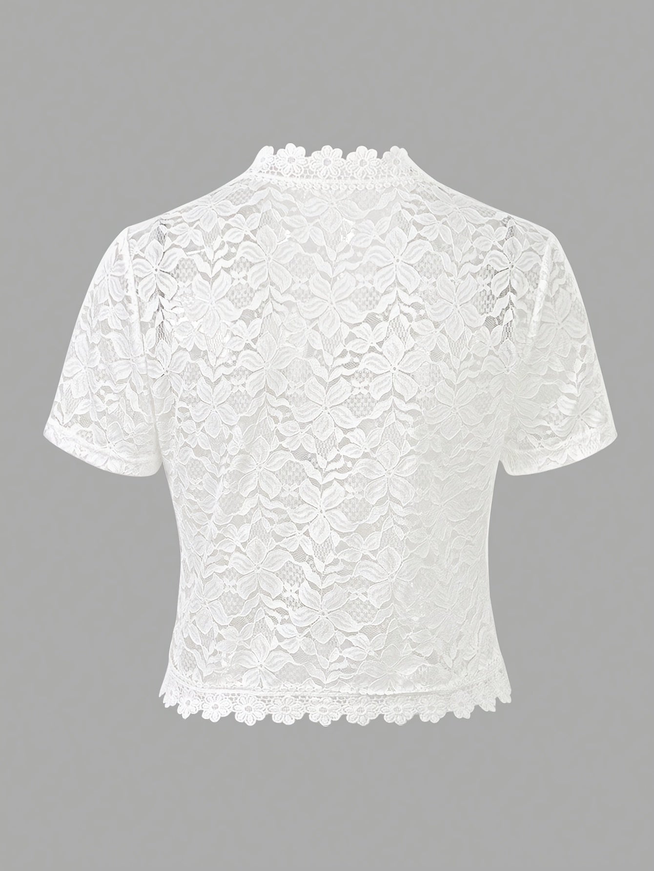 Summer Solid Color Lace Patchwork Casual Open Front Jacket For Holiday Party Clothes