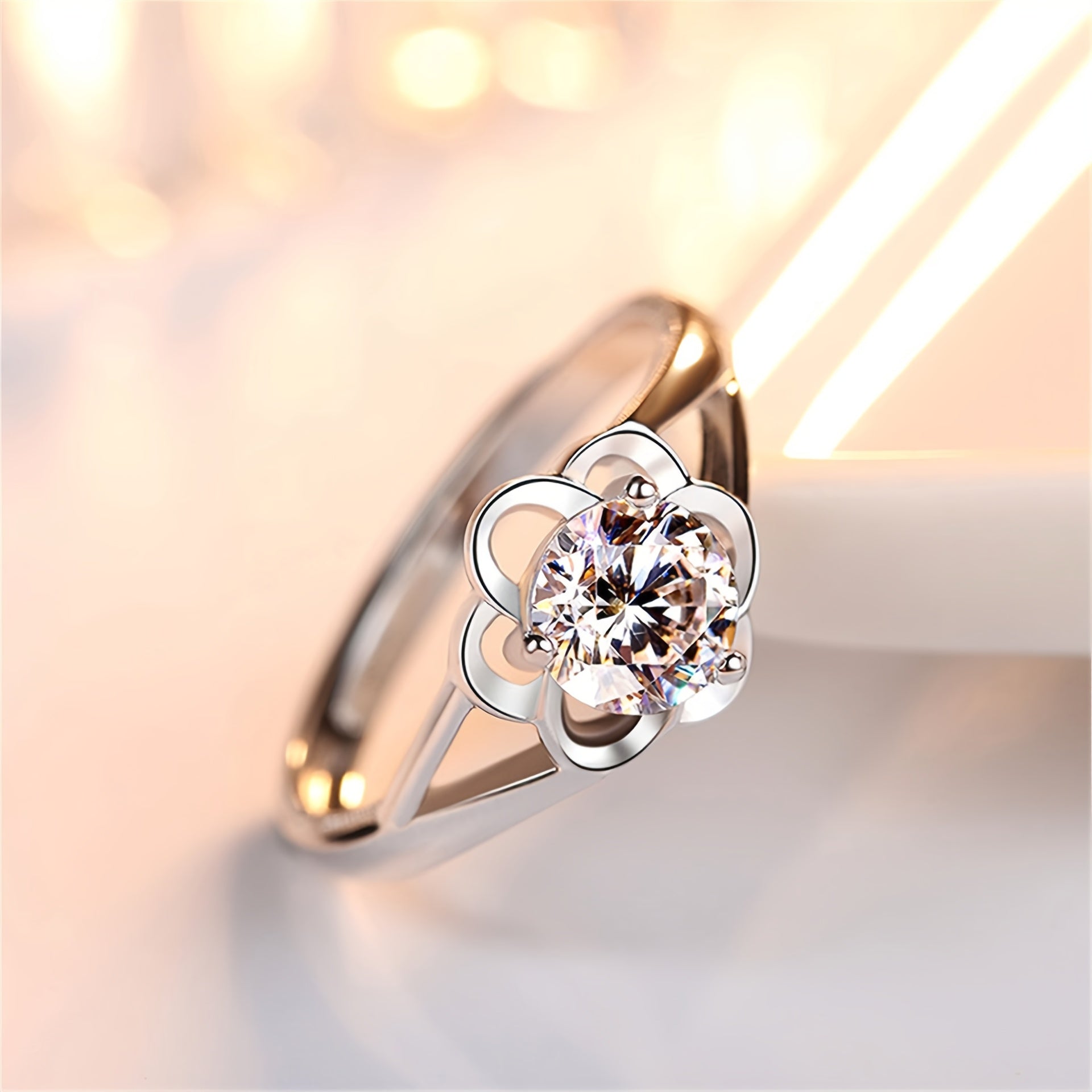 Elegant Plum Blossom Open Ring for Women - Minimalist Adjustable Copper Band with Sparkling Synthetic Zirconia, Perfect for Daily Wear or Gifting, Everyday Jewelry|Elegant Plum Blossom Design|Copper Ring