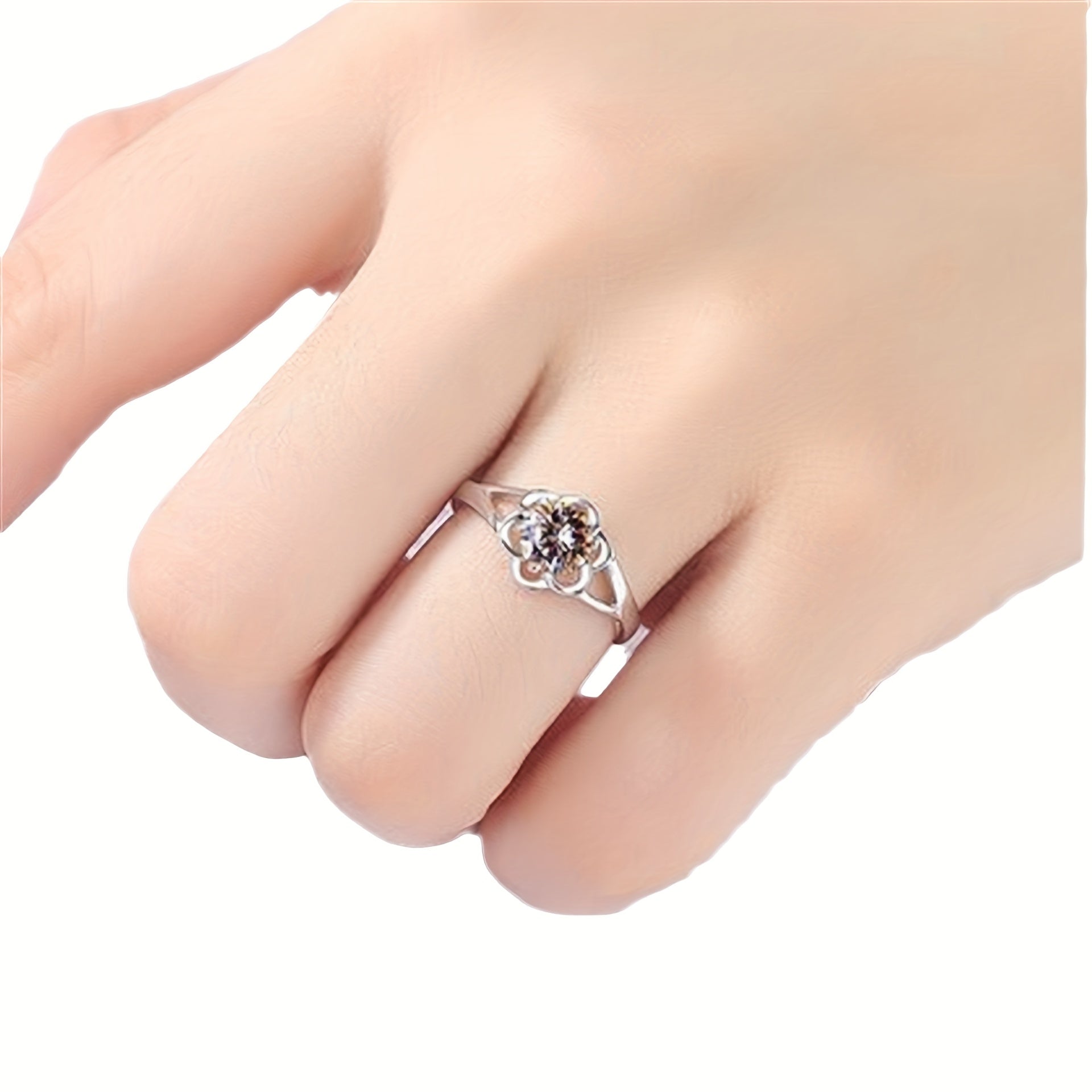 Elegant Plum Blossom Open Ring for Women - Minimalist Adjustable Copper Band with Sparkling Synthetic Zirconia, Perfect for Daily Wear or Gifting, Everyday Jewelry|Elegant Plum Blossom Design|Copper Ring