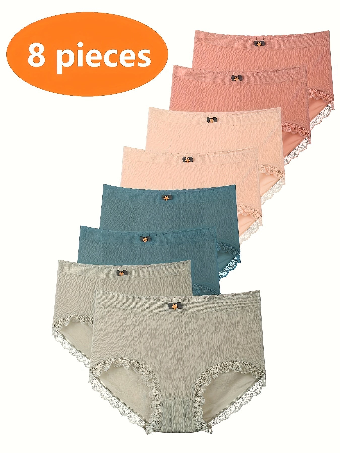 8pcs Women'S High Waist Comfortable Plus Size Briefs, XL-XXXXL, Polyester, Simple Solid Color, High Stretch, Knit Fabric, 278g\u002Fm², for Women