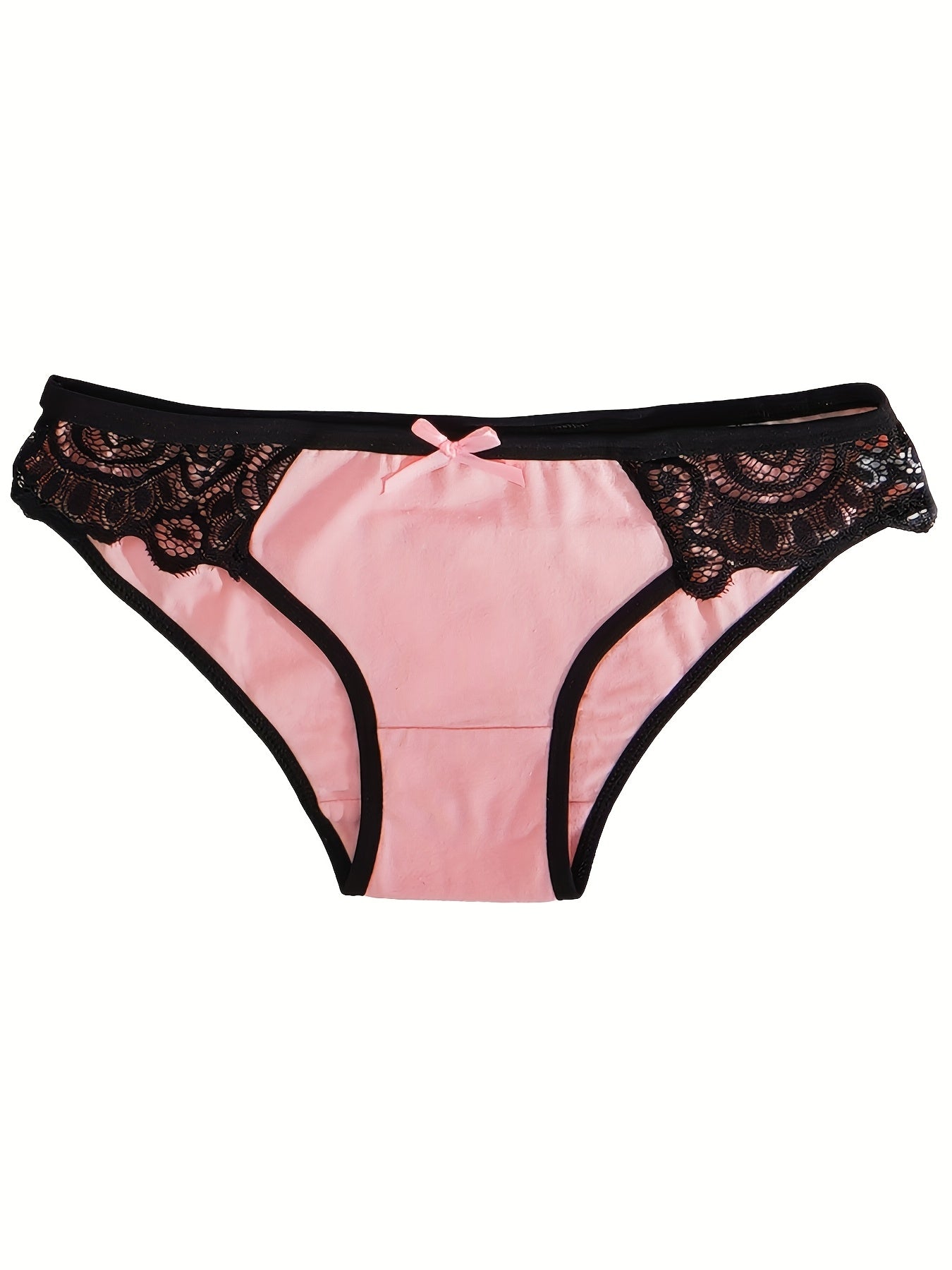 6pcs Women's Contrast Lace Underwear - Sexy Breathable Briefs with Bow Detail, Color Block Design & Floral\u002FGeometric Patterns, Soft Stretch Fabric for Everyday Comfort, Cute Underwear, Feminine Lingerie, Elegant Bow Detail, Intricate Lacework