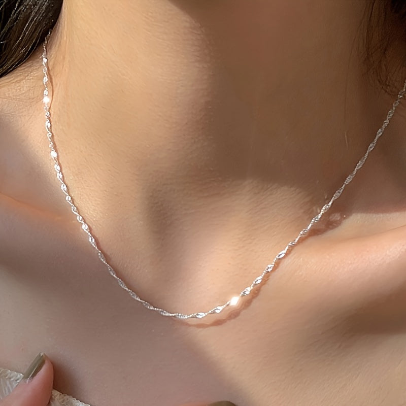 Silvery Twisted Pattern Necklace Elegant Luxury Style Copper Silver Plated Jewelry Daily Casual