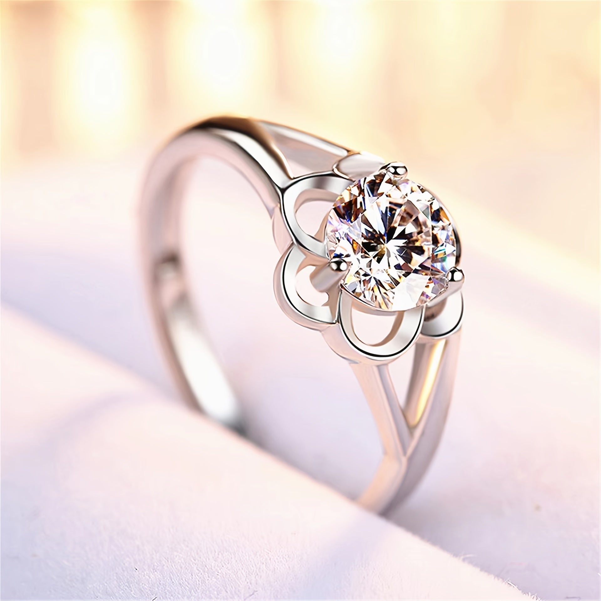 Elegant Plum Blossom Open Ring for Women - Minimalist Adjustable Copper Band with Sparkling Synthetic Zirconia, Perfect for Daily Wear or Gifting, Everyday Jewelry|Elegant Plum Blossom Design|Copper Ring