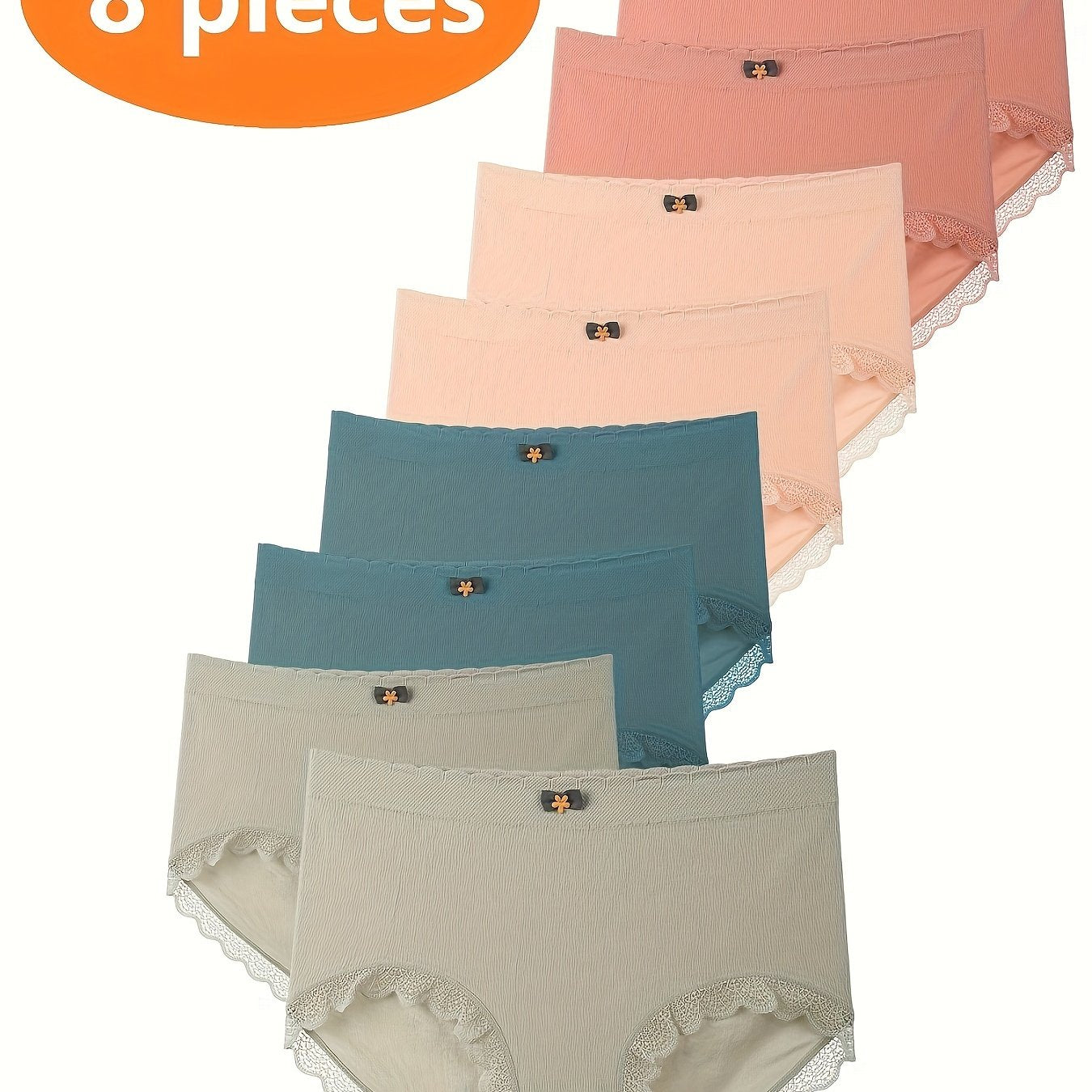 8pcs Women'S High Waist Comfortable Plus Size Briefs, XL-XXXXL, Polyester, Simple Solid Color, High Stretch, Knit Fabric, 278g\u002Fm², for Women